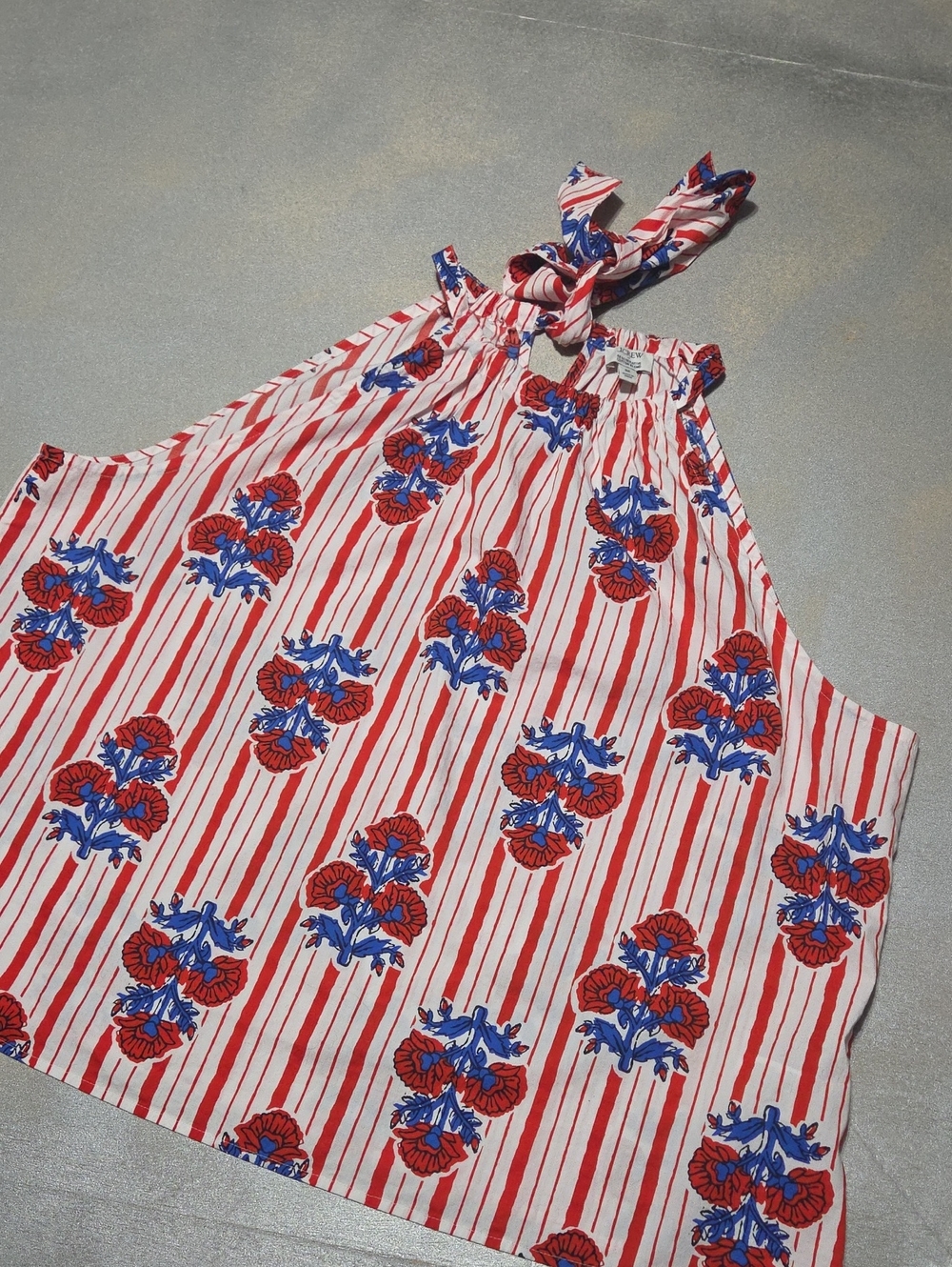 J. Crew Red, Blue & White Floral Stripe Tank Top NWOTS